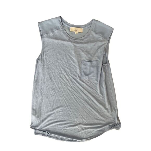 Loft Blue Color Block Sleeveless Shirt/Tank Top - Picture 1 of 3